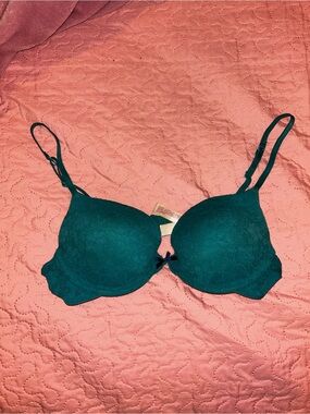 Xhilaration Teal Lace Push-Up Bra with Bow Accent